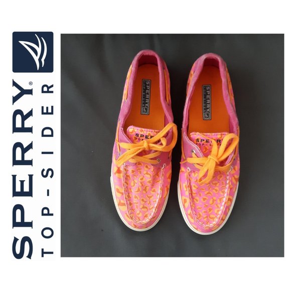 Sperry Shoes - 💥$25💥 Sperry Top-Sider Canvas boat shoes pink and orange size 6.5M